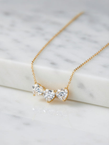 Three Heart Lab Grown Diamond Necklace