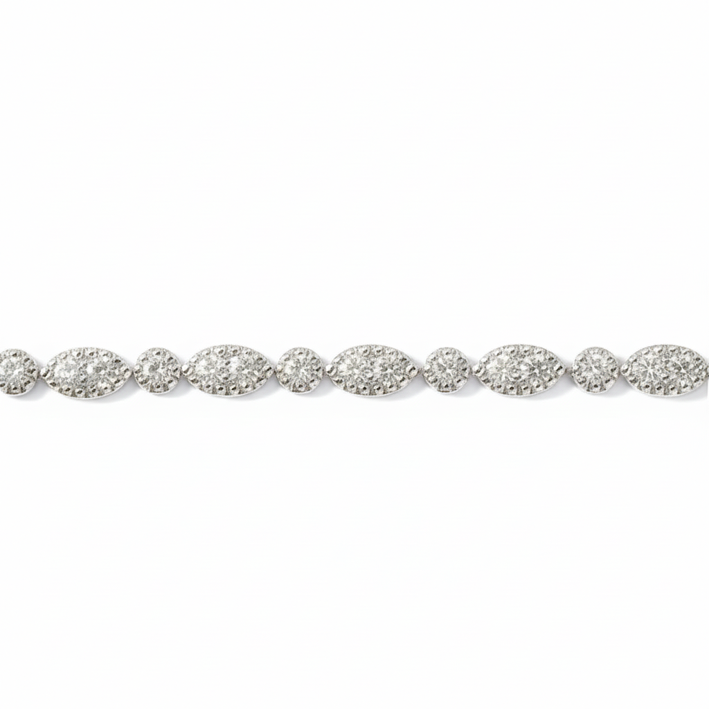 14K Gold Alternating Marquise & Round Lab Created Diamond Bracelet