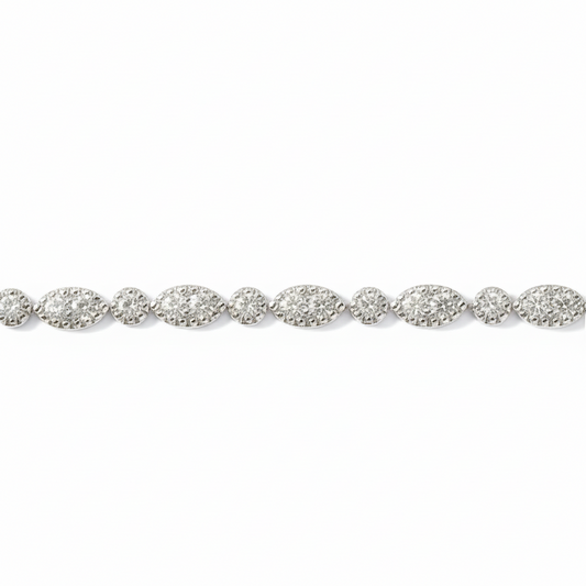 14K Gold Alternating Marquise & Round Lab Created Diamond Bracelet