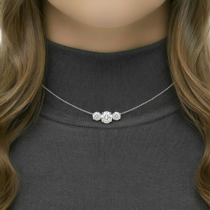 14K 3 Stone Lab Grown Diamond Necklace