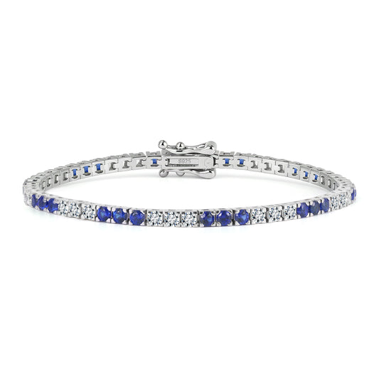 Sterling Silver Three Alternating Stone Tennis Bracelet