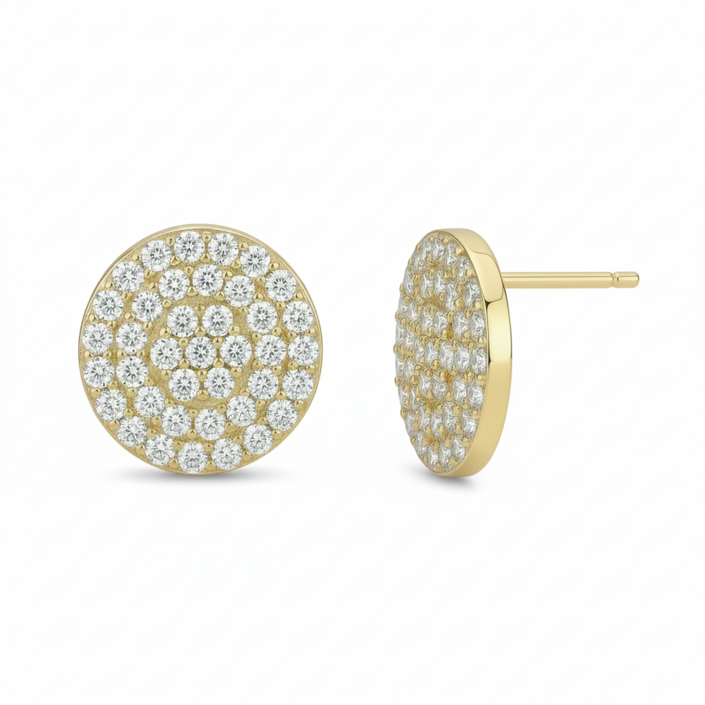 Sterling Silver 12mm Micropave Circle CZ Stud Earring