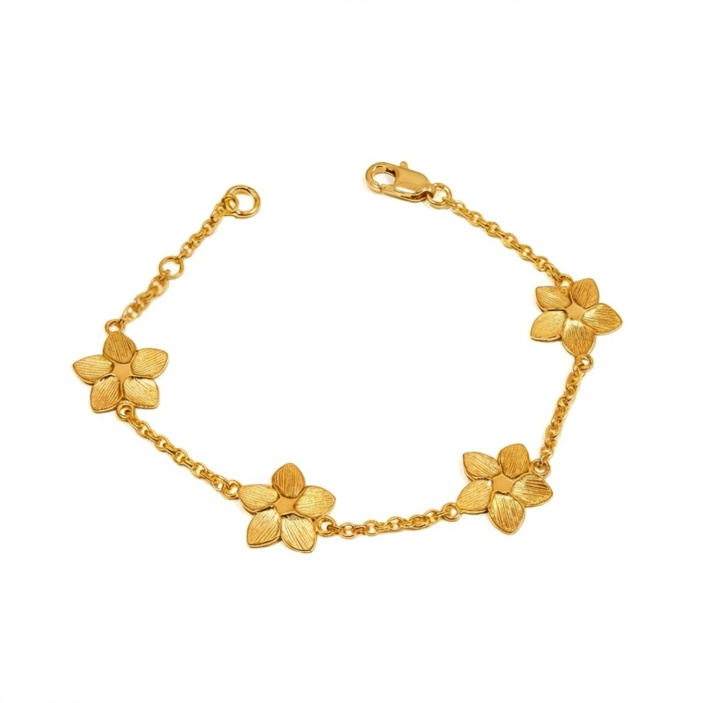 14k Gold Reversible Flower Station Bracelet