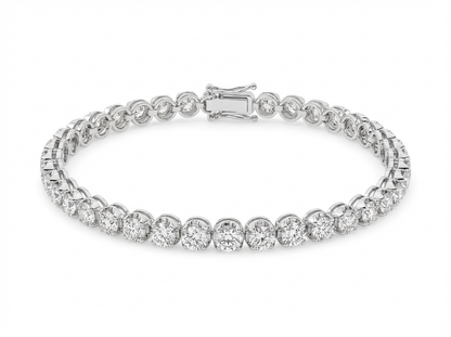 14K Buttercup Round Setting Diamond Tennis Bracelet