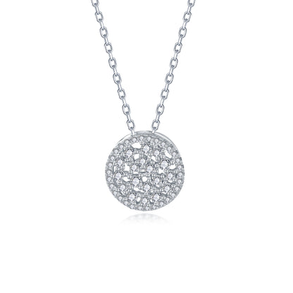 Sterling Silver Sprinkled Circle CZ Necklace