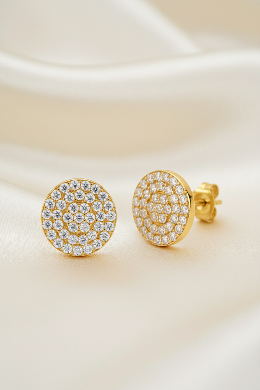 Sterling Silver 12mm Micropave Circle CZ Stud Earring