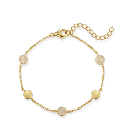 Sterling Silver Micropave CZ Circle Station Bracelet