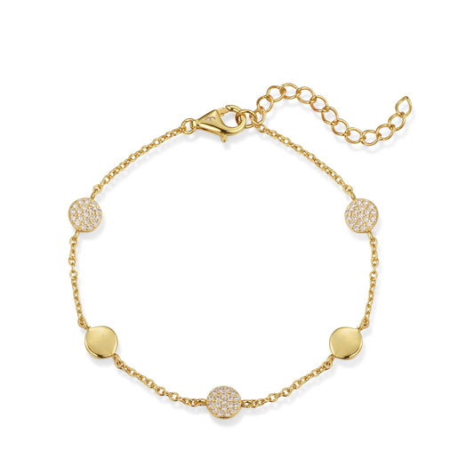Sterling Silver Micropave CZ Circle Station Bracelet