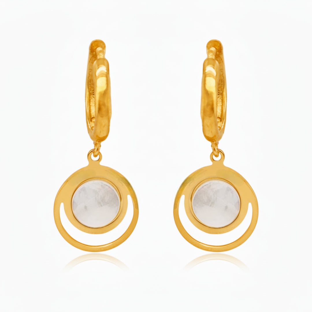 14k Gold Mother of Pearl Circles Earring