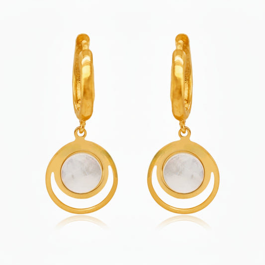 14k Gold Mother of Pearl Circles Earring