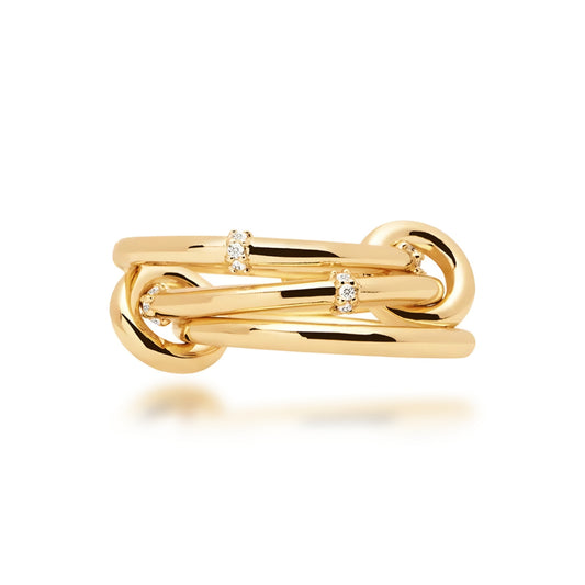 Sterling Silver Interlocking Stacked Ring Set with Studded Rondelles
