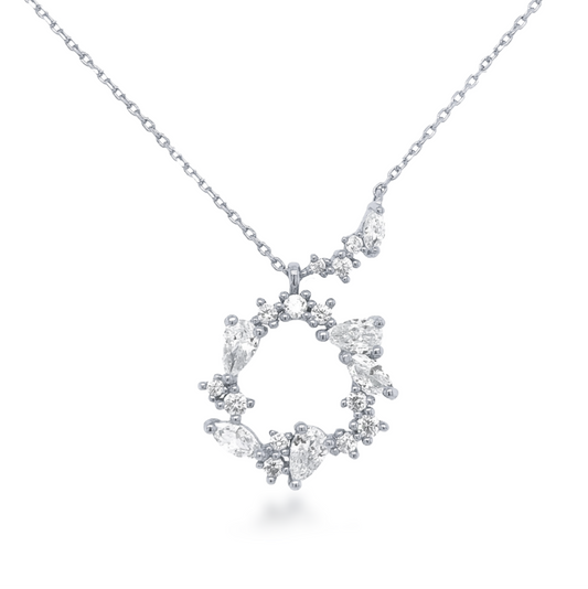 Sterling Silver CZ Wreath Necklace