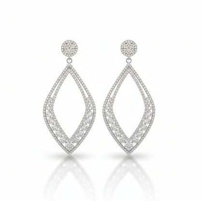 Sterling Silver Diamond-Shape CZ Drop Earrings