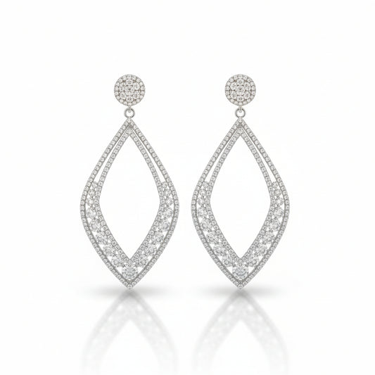 Sterling Silver Diamond-Shape CZ Drop Earrings