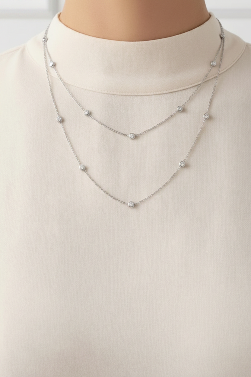 CZ Diamond by the Yard Station Necklace