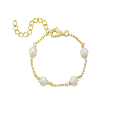 Sterling Silver Pearl Tin Cup Bracelet