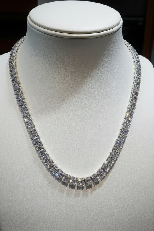 14k Gold Lab Diamond 92ct. Radiant Tennis Necklace