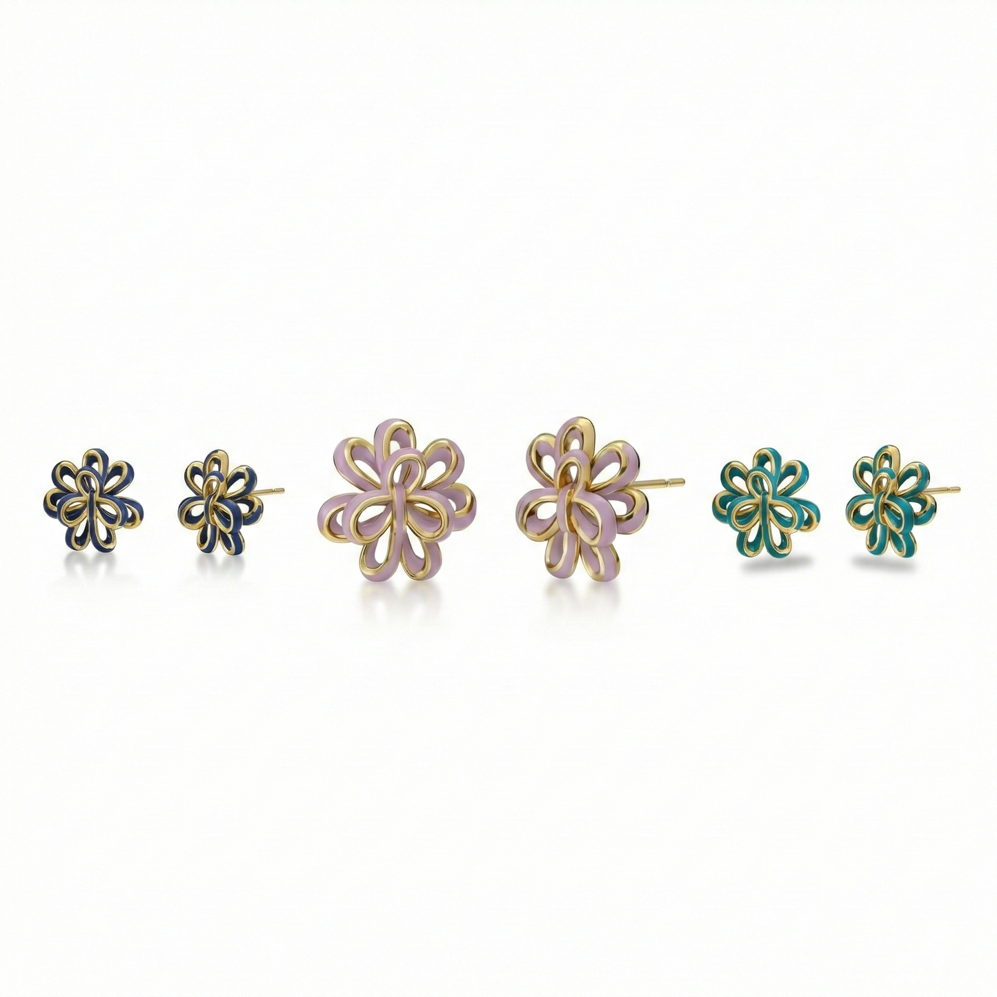 Looped Petal Blossom Enamel  Studs - Surgical Steel Posts