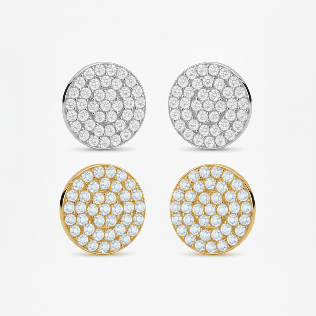 Sterling Silver 12mm Micropave Circle CZ Stud Earring