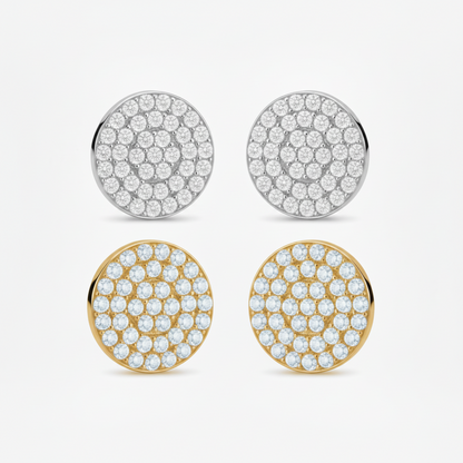 Sterling Silver 12mm Micropave Circle CZ Stud Earring