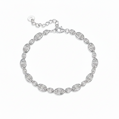 Oval Cluster CZ Link Bracelet