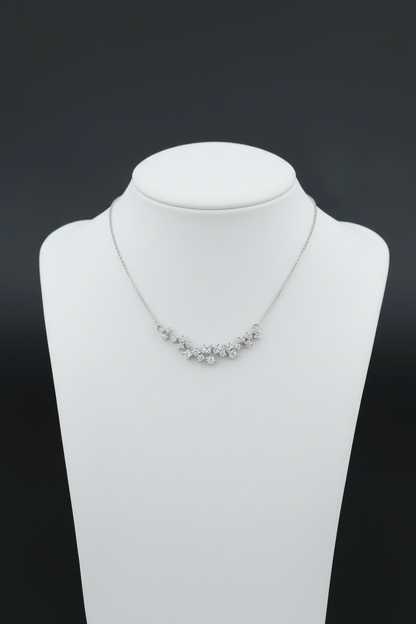 14K Scattered Diamond (Lab Grown) Curved Bar Necklace
