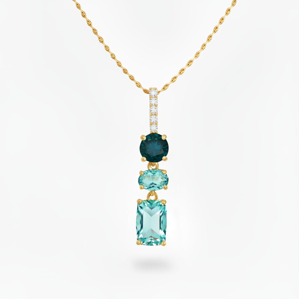 10k Gold Diamond and Shades of Topaz Pendant Necklace