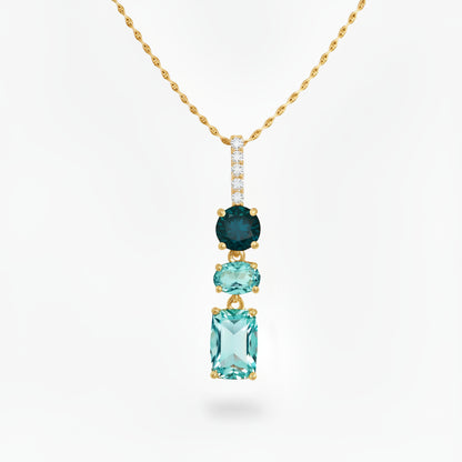 10k Gold Diamond and Shades of Topaz Pendant Necklace