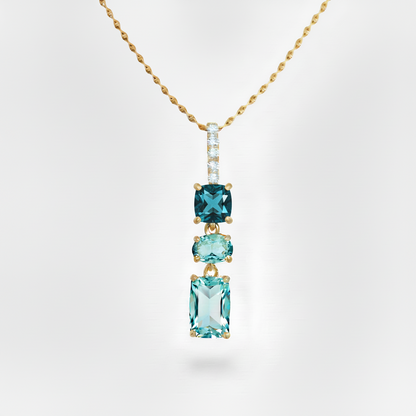 10k Gold Diamond and Shades of Topaz Pendant Necklace