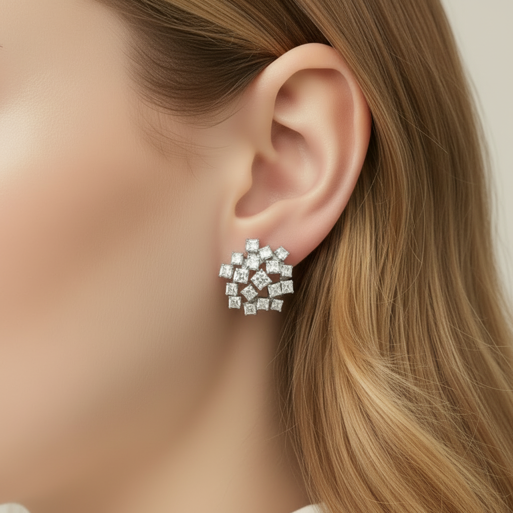 14K Lab Grown Diamond Cluster Earrings