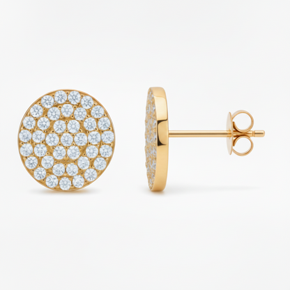Sterling Silver 12mm Micropave Circle CZ Stud Earring