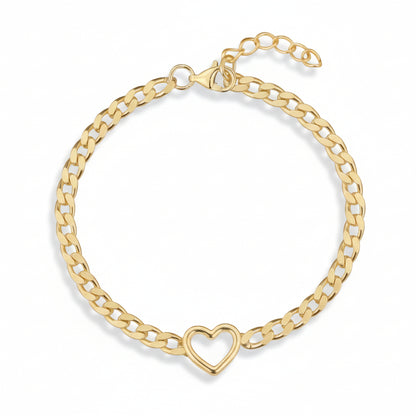 Radiant Heart Cuban Link Bracelet - Gold-Plated Sterling Silver