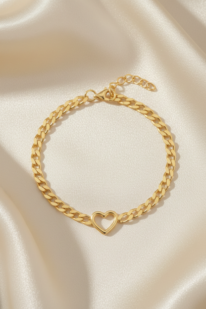 Radiant Heart Cuban Link Bracelet - Gold-Plated Sterling Silver