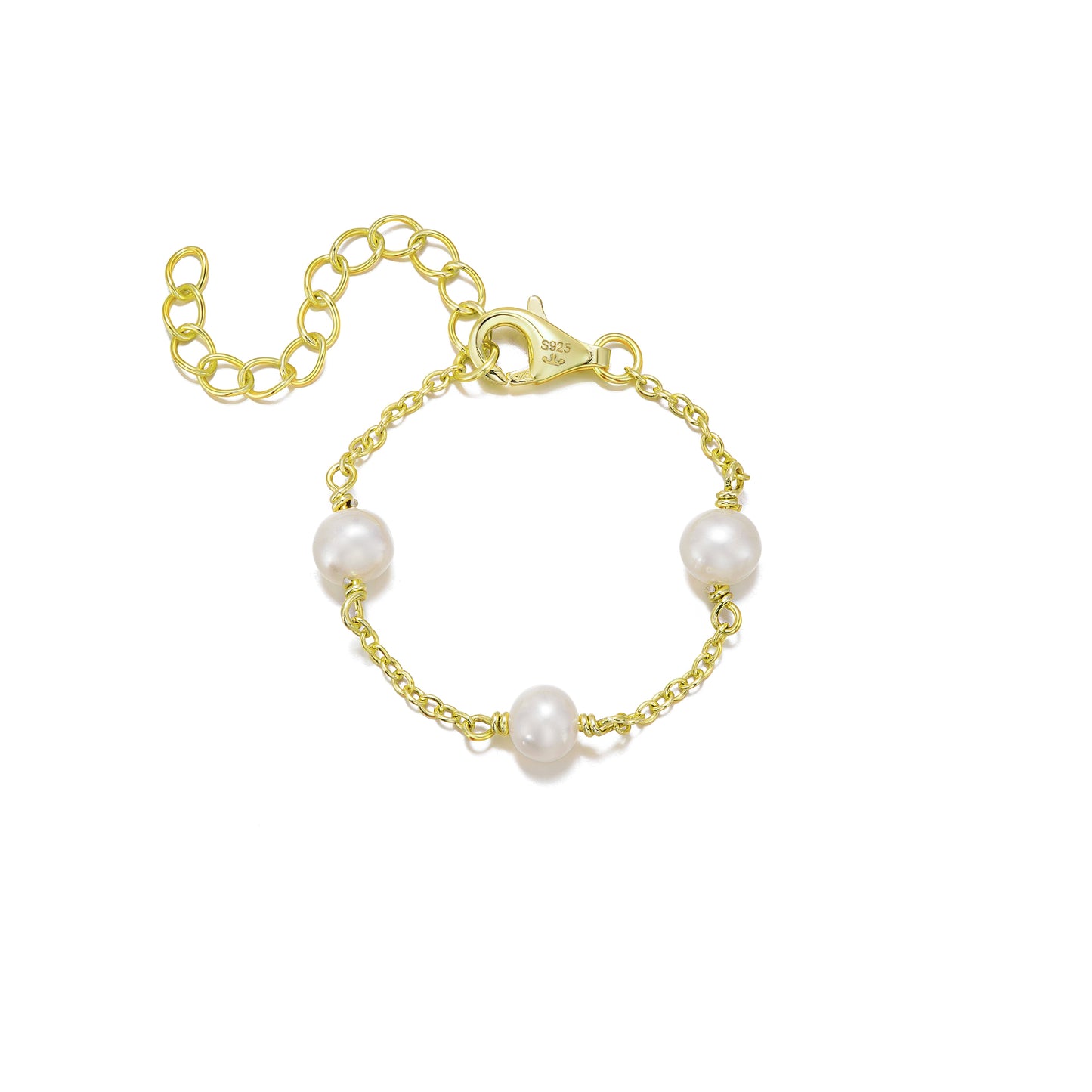 Sterling Silver Pearl Tin Cup Bracelet