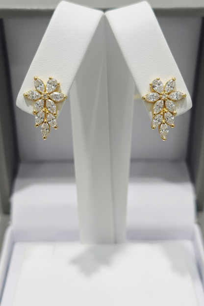 Vine-Inspired Lab-Grown Diamond Cluster Earrings 1.4ct (14k White Gold)