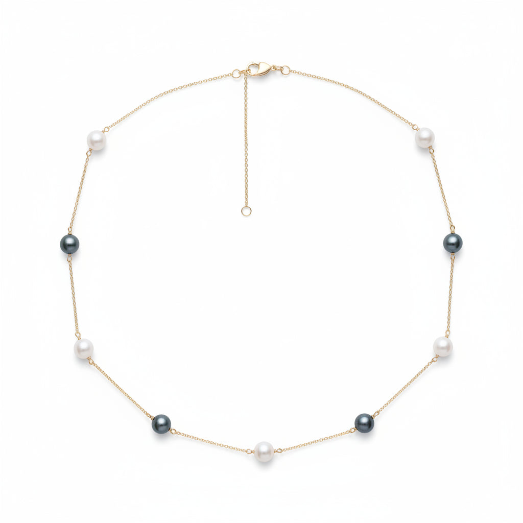 Sterling Silver Pearl Tincup Necklace