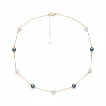 Sterling Silver Pearl Tincup Necklace