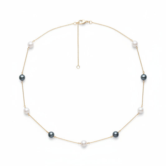Sterling Silver Pearl Tincup Necklace