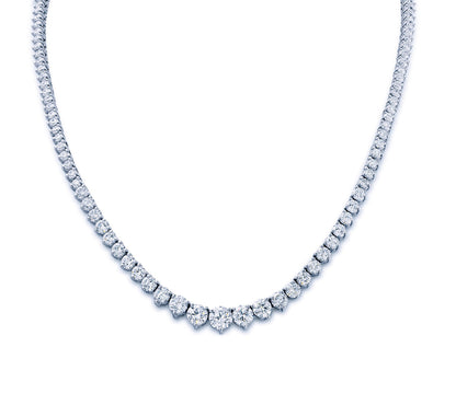 14K Three Prong Lab Grown Diamond Graduated Tennis Necklace