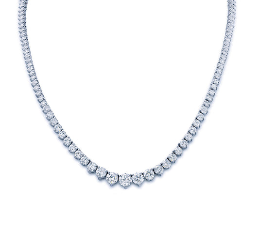 14K Three Prong Lab Grown Diamond Graduated Tennis Necklace