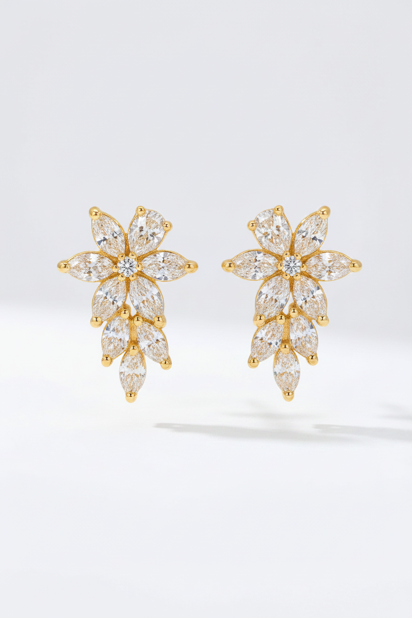 Vine-Inspired Lab-Grown Diamond Cluster Earrings 1.4ct (14k White Gold)