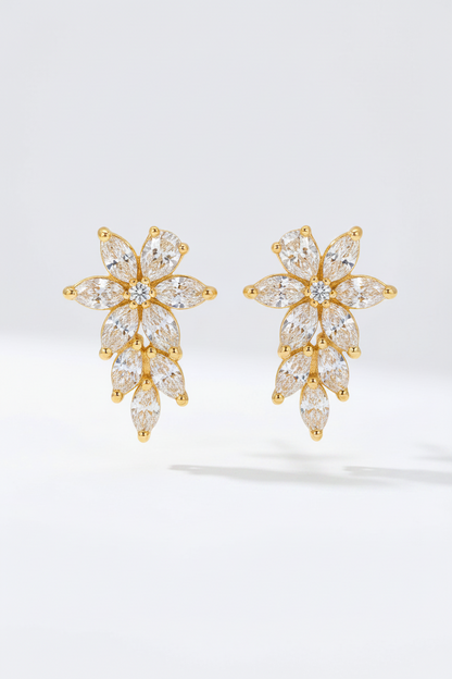 Vine-Inspired Lab-Grown Diamond Cluster Earrings 1.4ct (14k White Gold)