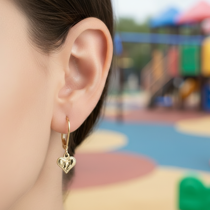 Hypoallergenic Gold Plated Textured Heart Earrings - Brass & Surgical Steel