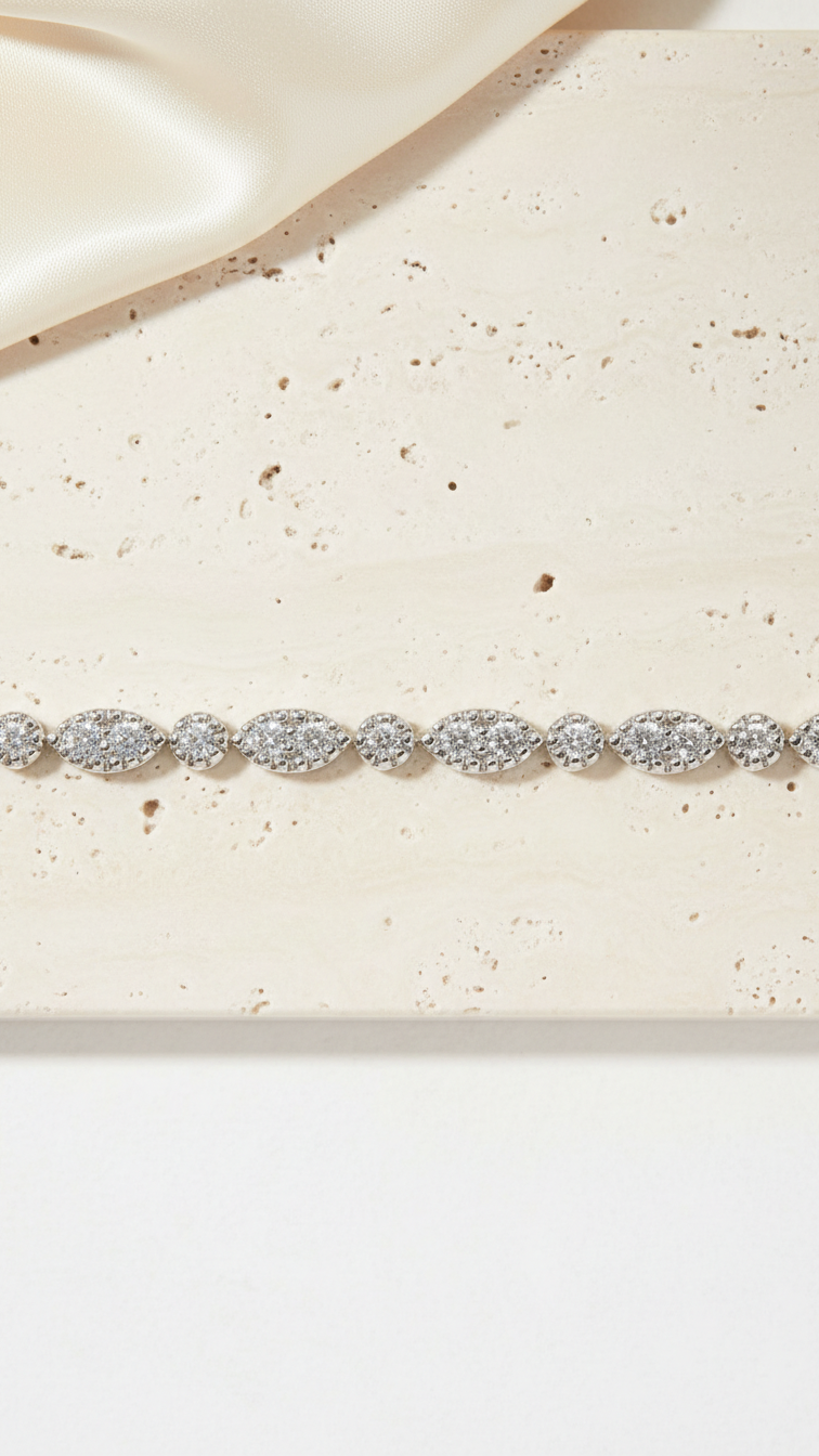 14K Gold Alternating Marquise & Round Lab Created Diamond Bracelet