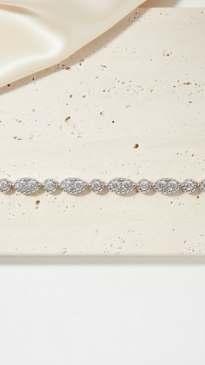 14K Gold Alternating Marquise & Round Lab Created Diamond Bracelet
