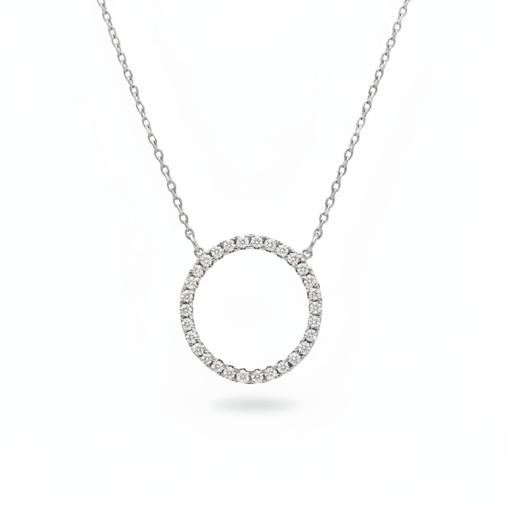 Sterling Silver CZ Circle Necklace