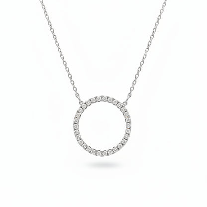 Sterling Silver CZ Circle Necklace