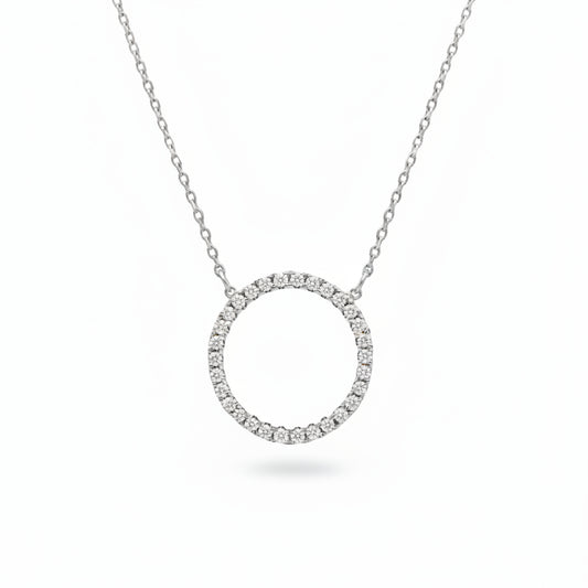 Sterling Silver CZ Circle Necklace