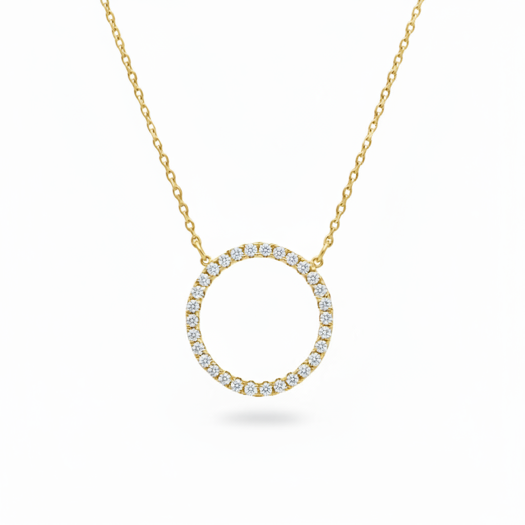 Sterling Silver CZ Circle Necklace