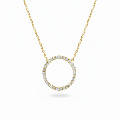 Sterling Silver CZ Circle Necklace